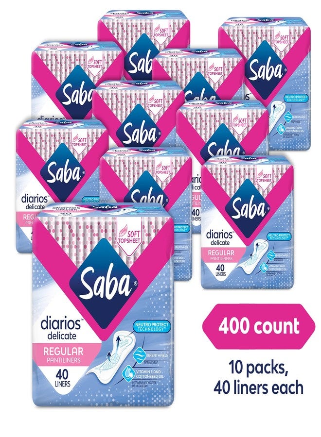 Saba Kombucha Saba Diarios Long Liners for Daily Use, Breathable Pantiliners, 400 Count (10 Packs of 40) - Image 2